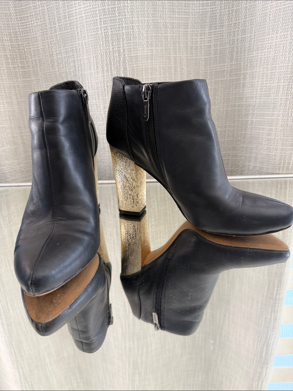 Circus by Sam Edelman gold heel boots